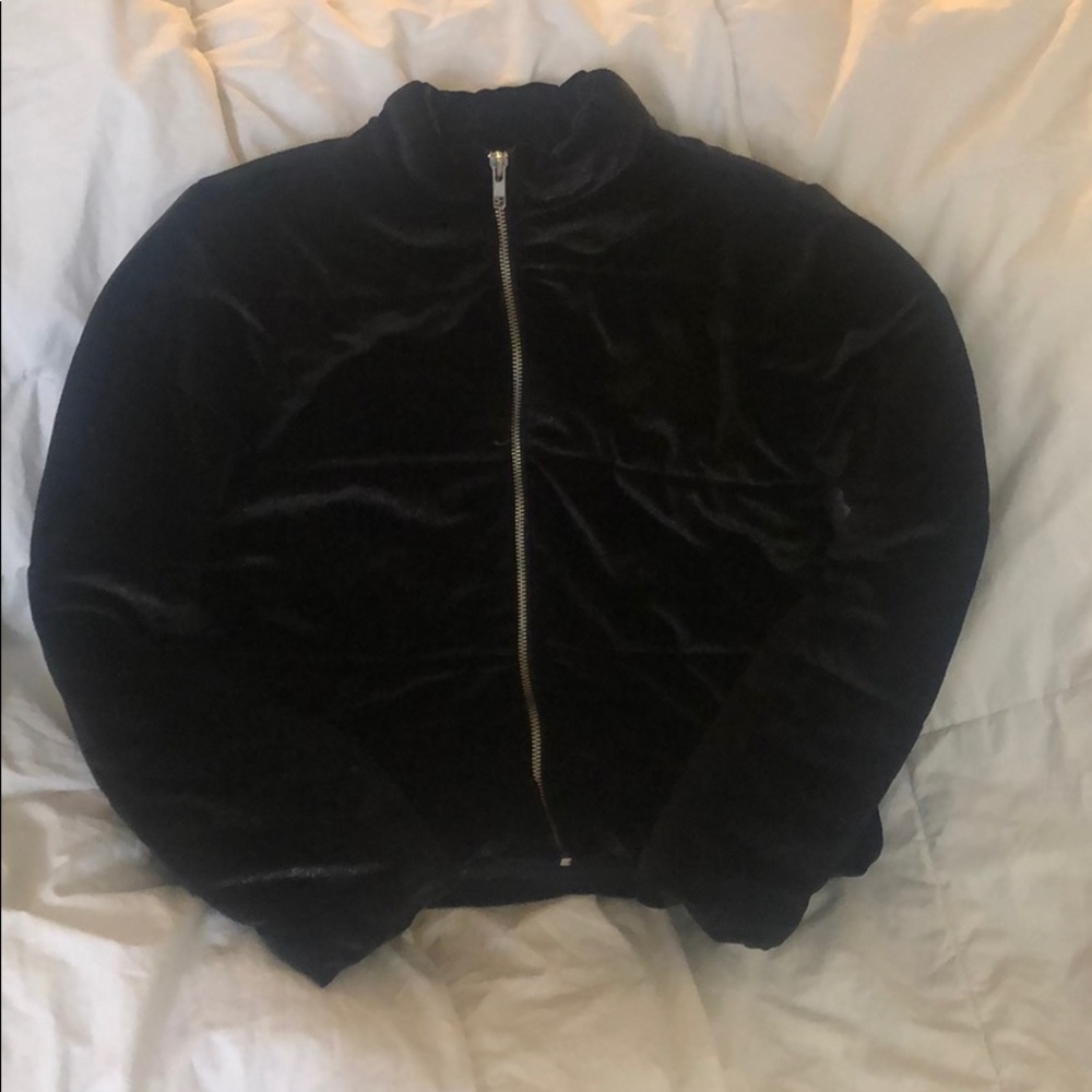 Black Glitter Girls Velvet Puffer Jacket